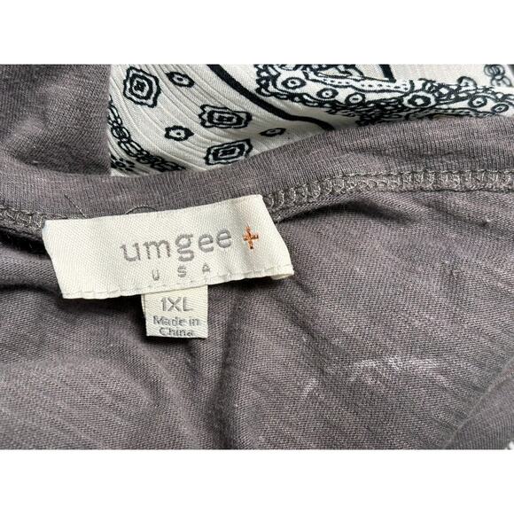 Umgee Charcoal Surplice Printed Tie Waist Shirt Blouse Womens Size 1XL *READ - Picture 3 of 9